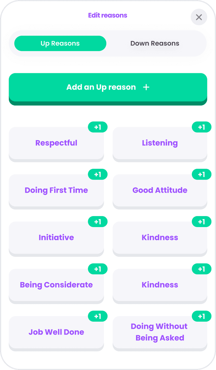 Thumsters Custom Reasons Demo