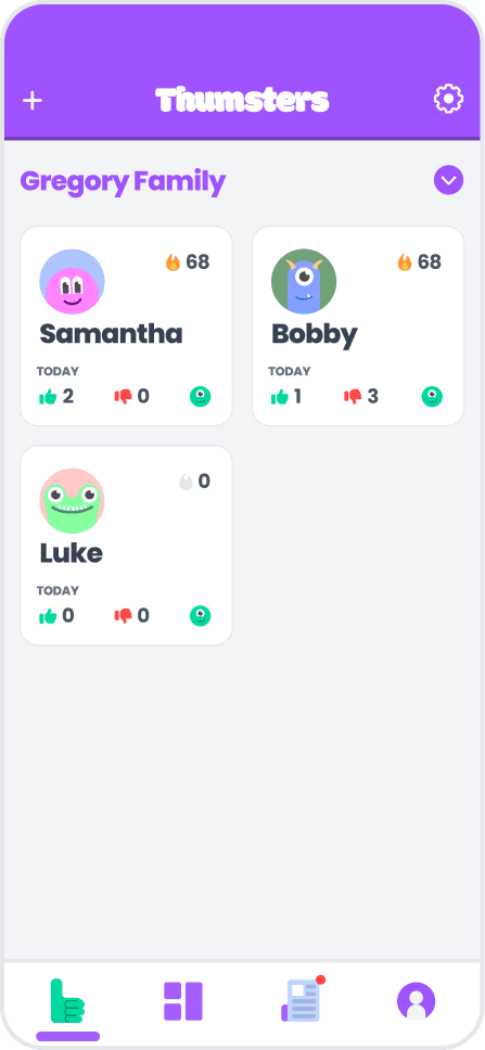 Thumsters Children Dashboard
